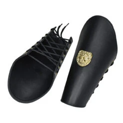 Warriors Call Black Genuine Leather Lion Arm Armor Bracers -Knife & Sword IN60736 86323.1600204237