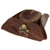 Brown Leather Pirate Tricorn Hat