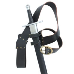 Leather Right Handed European Baldric Black Belt -Knife & Sword IN6414BK 07815.1564502733