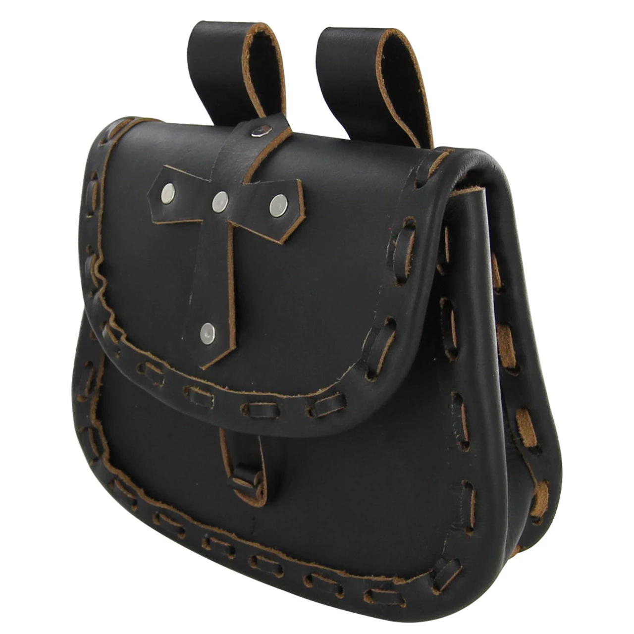 Medieval Paladin Cross Black Leather Pouch 3 Medieval Paladin Cross Black Leather Pouch - Image 3