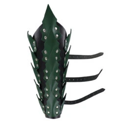 Drogo's Fury Dragon Scale Adjustable Leather Leg Greaves | Black And Green |