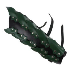 Drogo's Fury Dragon Scale Adjustable Leather Leg Greaves | Black And Green | -Knife & Sword LG103BG 11094.1602277723