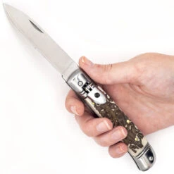 Automatic Focus On Realism Lever Lock Faux Staghorn Handle Knife -Knife & Sword LV2455 64688.1661802105