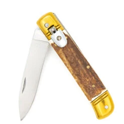 Loose Casing Automatic Lever Lock Staghorn Handle Knife With Gold Hardware -Knife & Sword LV2456 74504.1661802449