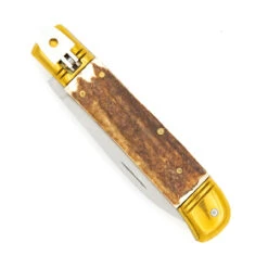 Loose Casing Automatic Lever Lock Staghorn Handle Knife With Gold Hardware -Knife & Sword LV2456 88152.1661802449