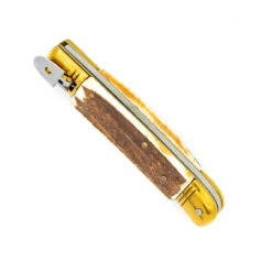 Loose Casing Automatic Lever Lock Staghorn Handle Knife With Gold Hardware -Knife & Sword LV2456 84449.1661802449