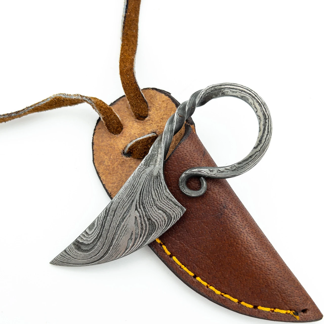 Obscure Antiquity Damascus Twisted Neck Knife Necklace 1 Obscure Antiquity Damascus Twisted Neck Knife Necklace