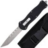 Moon In Heavens Automatic Tanto Damascus Blade OTF Knife W/ Matte Black Handle & Textured Center Switch