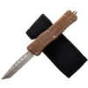 Gleaming Woodland Damascus Tanto Automatic OTF Knife W/ Wood Design Handle