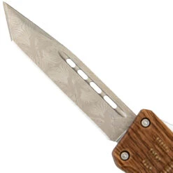 Gleaming Woodland Damascus Tanto Automatic OTF Knife W/ Wood Design Handle -Knife & Sword PAMD2750SL 03 69526.1689953083