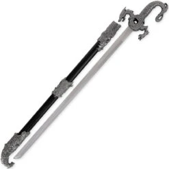 Sea Of Flames Dragon Serpent Silver Ceremonial Royal Dynasty Saber Sword W/ Hard Scabbard