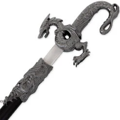 Sea Of Flames Dragon Serpent Silver Ceremonial Royal Dynasty Saber Sword W/ Hard Scabbard -Knife & Sword SS2729 39439.1682449861