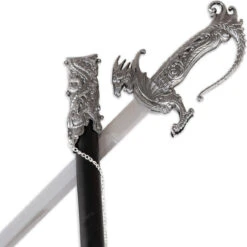 Ash-stained Wasteland Dragon Serpent Chinese Sword | Antiqued Silver Wyvern Ceremonial 37” Royal Dynasty Saber -Knife & Sword SS2732 39254.1673986235