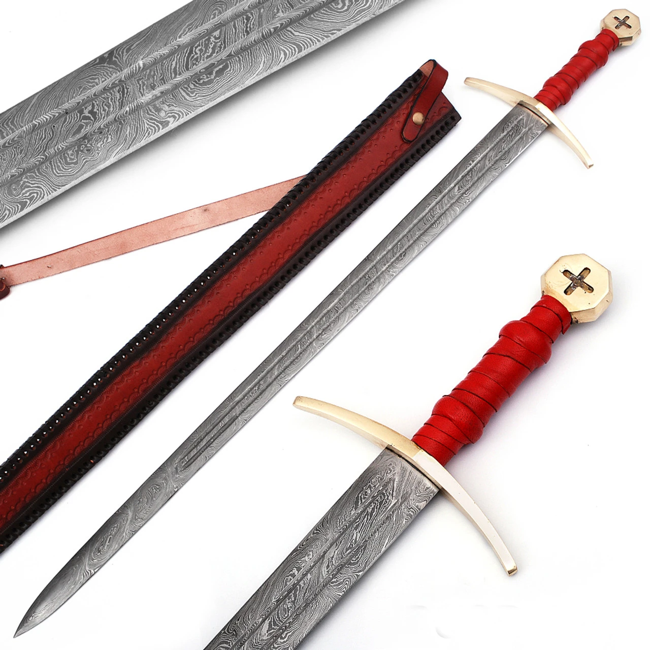 Fire Quest Knights Of Templar Damascus Steel Medieval Arming Sword 1 Fire Quest Knights Of Templar Damascus Steel Medieval Arming Sword