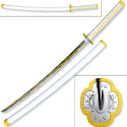 Art Of Thunder Yellow Nichirin Katana | Kimetsu No Yaiba Agatsuma Zenitsu Replica Bamboo Sword -Knife & Sword SW1514 78246.1665758454