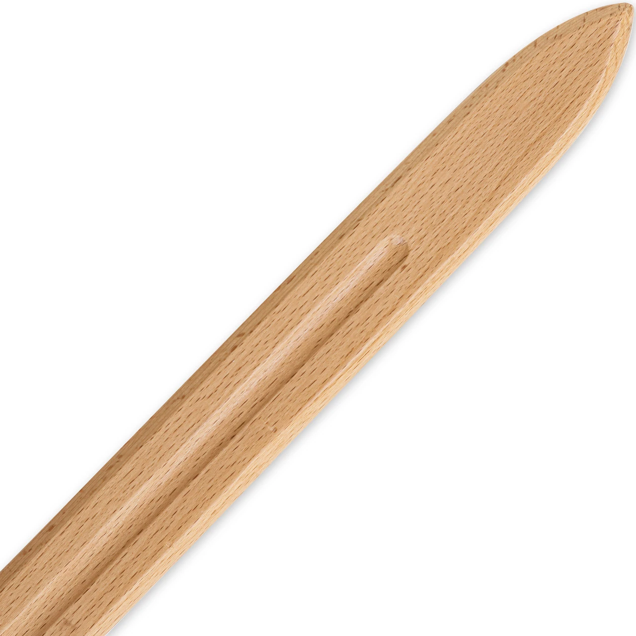 Steamed Beech Wood Practice Viking Sword | Lobed Pommel & Brown Leather Wrapped Handle 3 Steamed Beech Wood Practice Viking Sword | Lobed Pommel & Brown Leather Wrapped Handle - Image 3