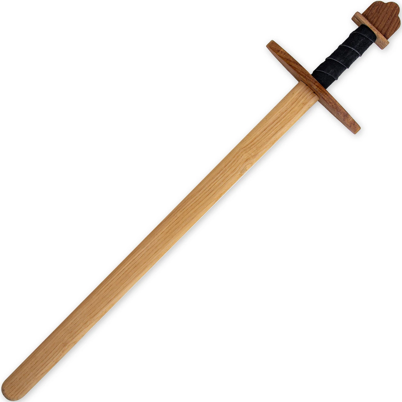 Wooden Replica Viking Practice Sword | Steamed Beech Wood W/ Leather Wrapped Handle | Black Leather 1 Wooden Replica Viking Practice Sword | Steamed Beech Wood W/ Leather Wrapped Handle | Black Leather