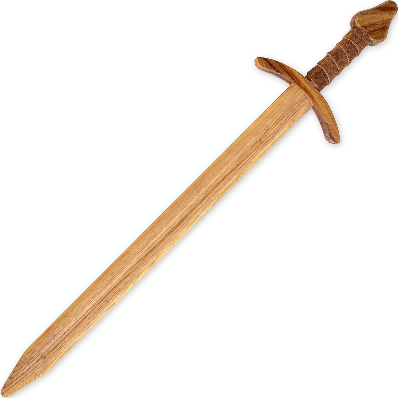 Wooden Replica Knightly Sword | Steamed Beech Wood W/ Leather Wrapped Handle 1 Wooden Replica Knightly Sword | Steamed Beech Wood W/ Leather Wrapped Handle