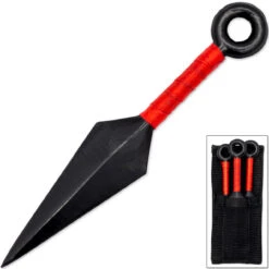 Set Of 3 Mini Anime Themed Metal Throwing Kunai Knives -Knife & Sword WG8012RD 18351.1680710666