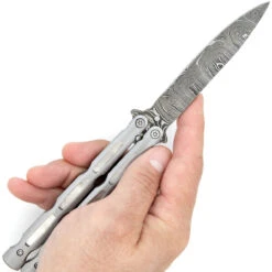 Unchained Balisong Butterfly Knife | Damascus Steel Blade | Drop Point -Knife & Sword WG859 D1 52001.1691434795