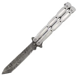 Unchained Balisong Butterfly Knife | Damascus Steel Blade | Tanto Point