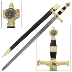 King Solomon Medieval Crusader Replica Longsword - Black -Knife & Sword WG891 05854.1564501633