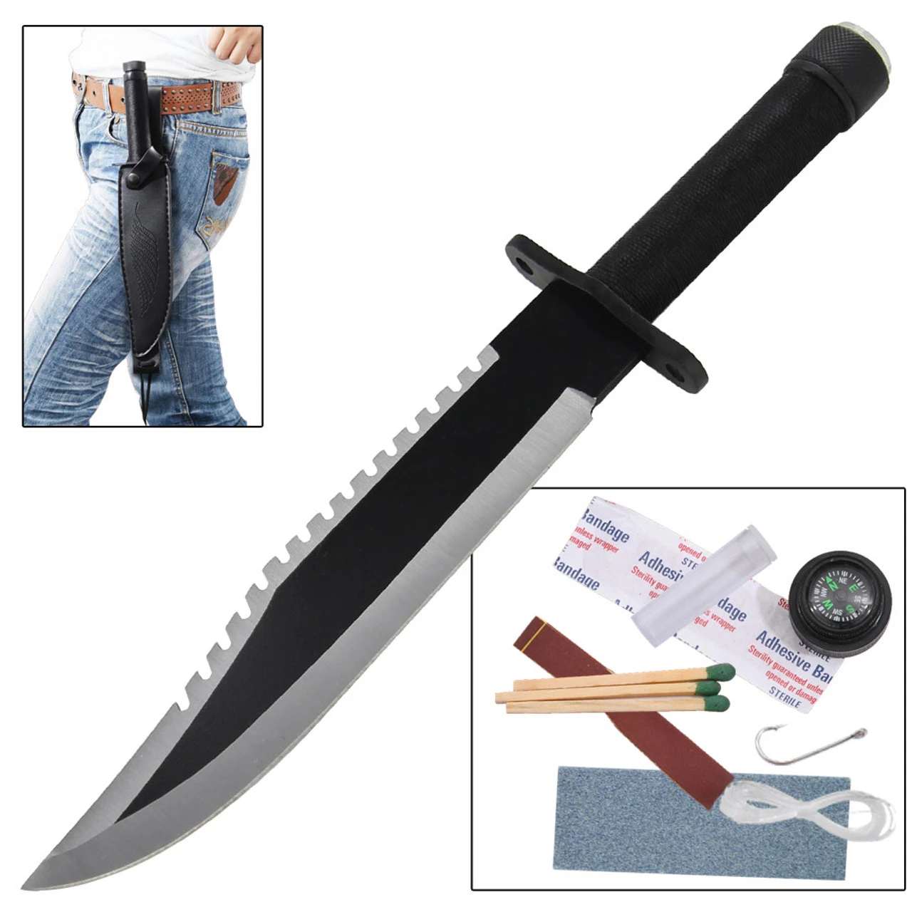 Black Rambo First Blood Survival Knife 1 Black Rambo First Blood Survival Knife