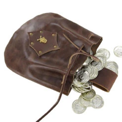 Leather Sea Captains Gentlemans Drawstring Pouch -Knife & Sword in60102 13256.1564504035