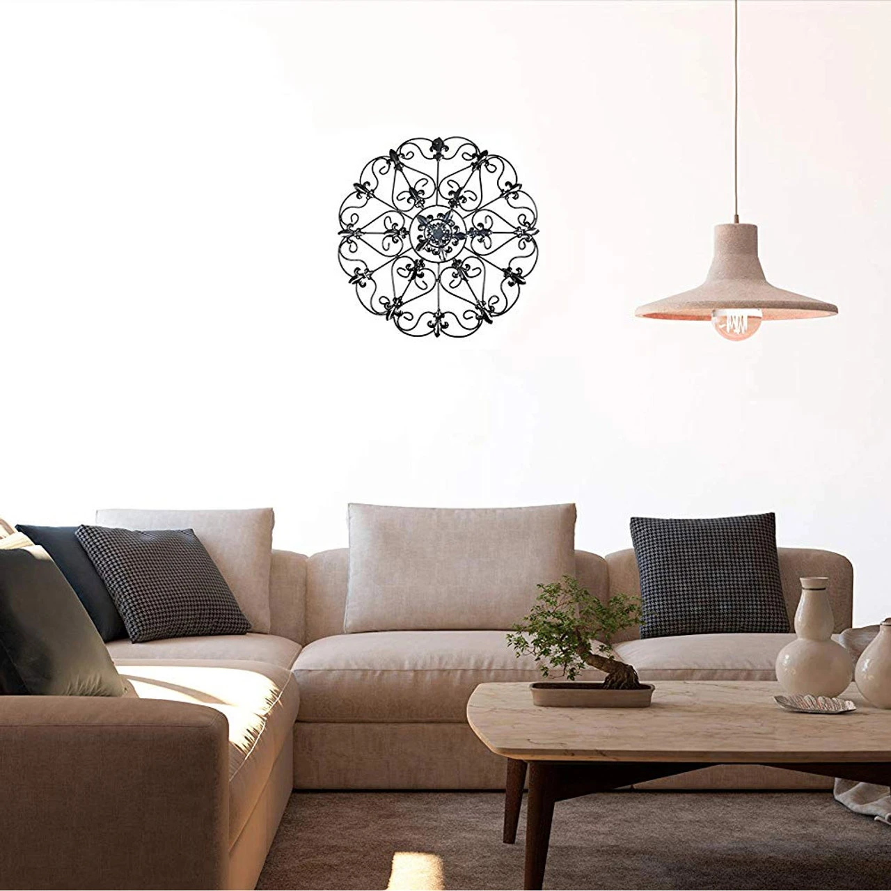 Elegant Round Fleur De Lis Medallion Scrollwork Wall Decoration 2 Elegant Round Fleur De Lis Medallion Scrollwork Wall Decoration - Image 2