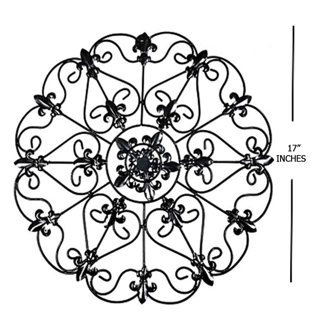Elegant Round Fleur De Lis Medallion Scrollwork Wall Decoration 3 Elegant Round Fleur De Lis Medallion Scrollwork Wall Decoration - Image 3
